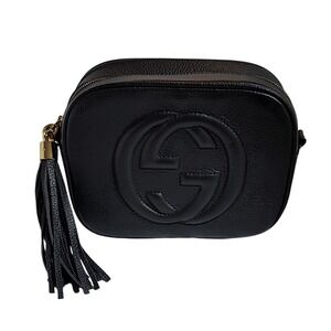 Gucci Black Leather Soho‎ Disco Shoulder Bag Gold Chain Tassel